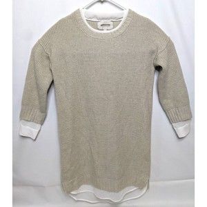 Brochu Walker Lt Brown Layered Wool Cashmere Sweater Mini Dress sz S small
